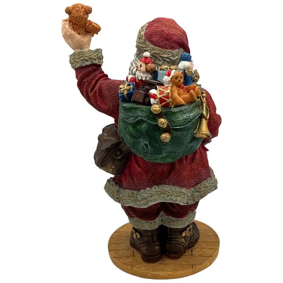 Christmas Santa Claus Resin Polystone Figure 10.5 Inches Tall with Bag of Toys & - Picture 2 of 9